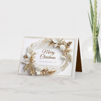 Cartes Pour Fêtes Annuelles Couronne élégante classique dorée blanche