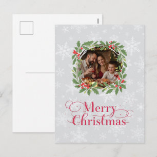 Cartes Pour Fêtes Annuelles Couronne élégante de houx Joyeux Noël Photo