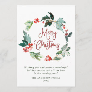 Cartes Pour Fêtes Annuelles Couronne festive à baie de houx Noël Holi