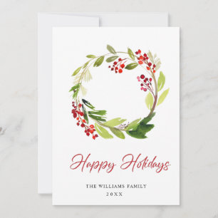 Cartes Pour Fêtes Annuelles Couronne festive de houx à baies pour Noël