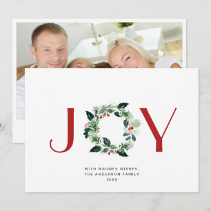 Cartes Pour Fêtes Annuelles Couronne festive de houx et de baies JOY pour les 