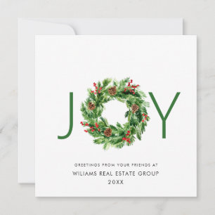 Cartes Pour Fêtes Annuelles Couronne festive de houx et de baies JOY pour les 