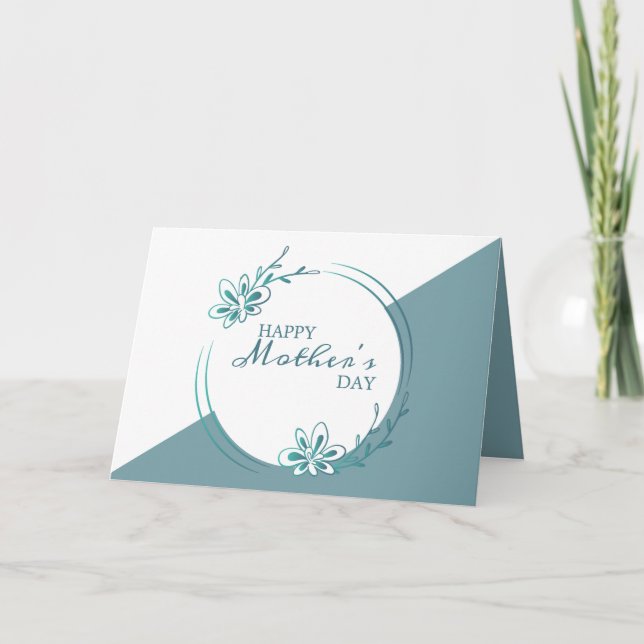 Cartes Pour Fêtes Annuelles Couronne florale bleue (Devant)