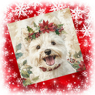 Cartes Pour Fêtes Annuelles Couronne florale de Noël Westie