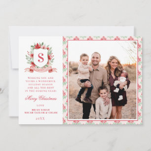 Cartes Pour Fêtes Annuelles Couronne florale grandmillennial Monogramme de N