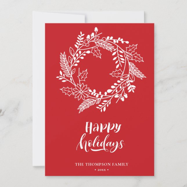 Cartes Pour Fêtes Annuelles Couronne florale naturelle | Poinsettia Pine Bough (Devant)