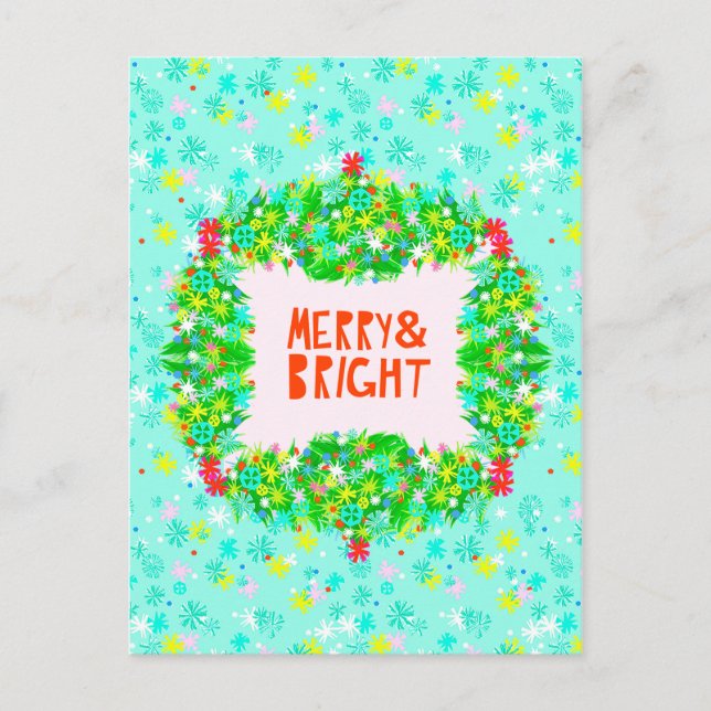 Cartes Pour Fêtes Annuelles Couronne joyeuse et lumineuse (Devant)