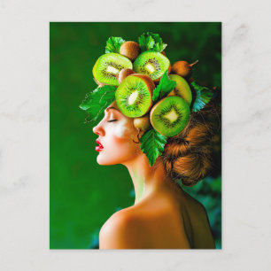 Cartes Pour Fêtes Annuelles Couronne Kiwi verte au style frais