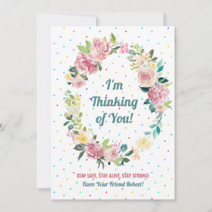 Cartes Pour Fêtes Annuelles Couronne rose pastel et blanche