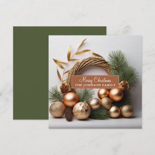 Cartes Pour Fêtes Annuelles Couronne rustique d'évergreen et de bois