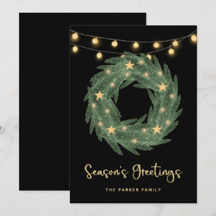 Cartes Pour Fêtes Annuelles Couronne verte avec aurore aurifère