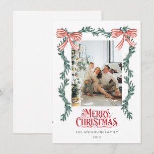 Cartes Pour Fêtes Annuelles couronne verte personnalisée avec photo pour Noël