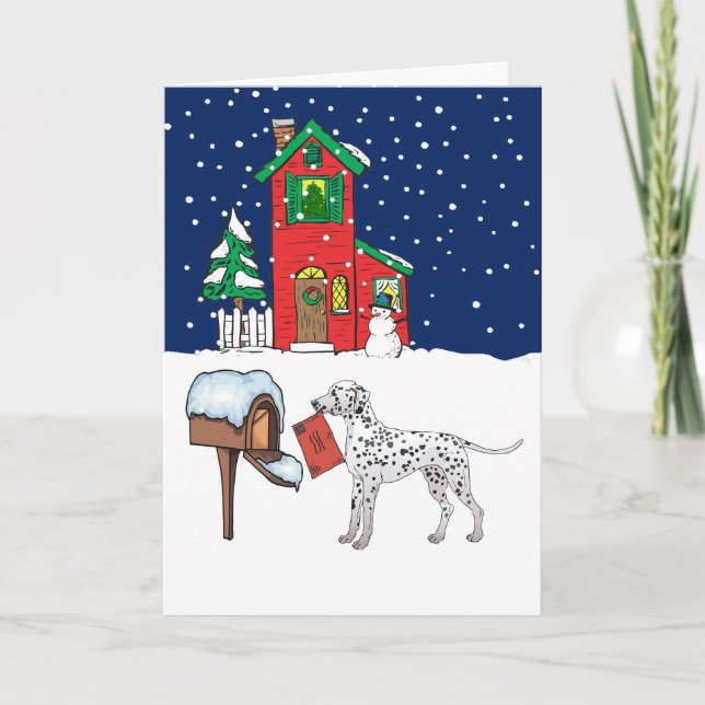 Cartes Pour Fêtes Annuelles Courrier dalmatien de Noël (Devant)