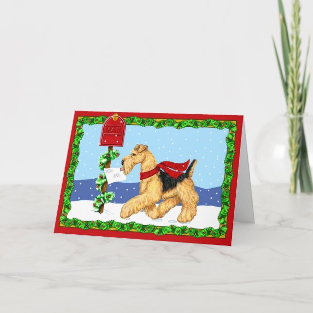 Cartes Pour Fêtes Annuelles Courrier de Dale de Noël d'Airedale (Devant)
