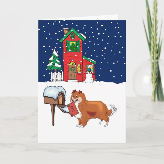 Cartes Pour Fêtes Annuelles Courrier de Noël de Sheltie (Devant)