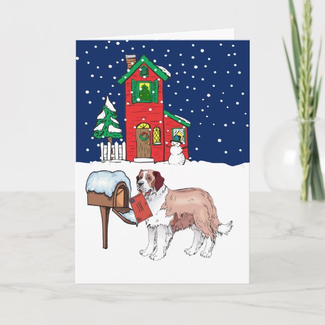 Cartes Pour Fêtes Annuelles Courrier de Noël de St Bernard (Devant)
