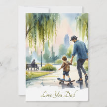 Cours de skateboard mignons avec Papa Aquarelle