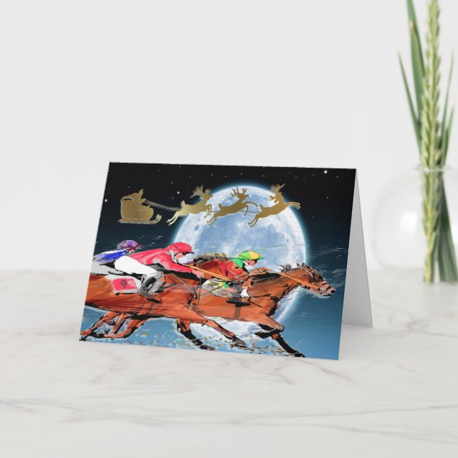 Cartes Pour Fêtes Annuelles Courses hippiques de Noël ou toutes occasions (Devant)