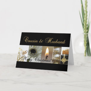 Cartes Pour Fêtes Annuelles Cousin & Mari Joyeux Noël noir chris or