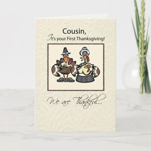 Cartes Pour Fêtes Annuelles Cousin Première famille de Turquie d'action de grâ (Devant)