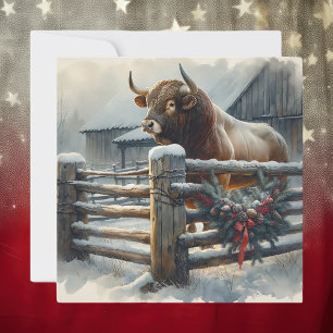 Cartes Pour Fêtes Annuelles Couteau sur un Noël rustique à la ferme