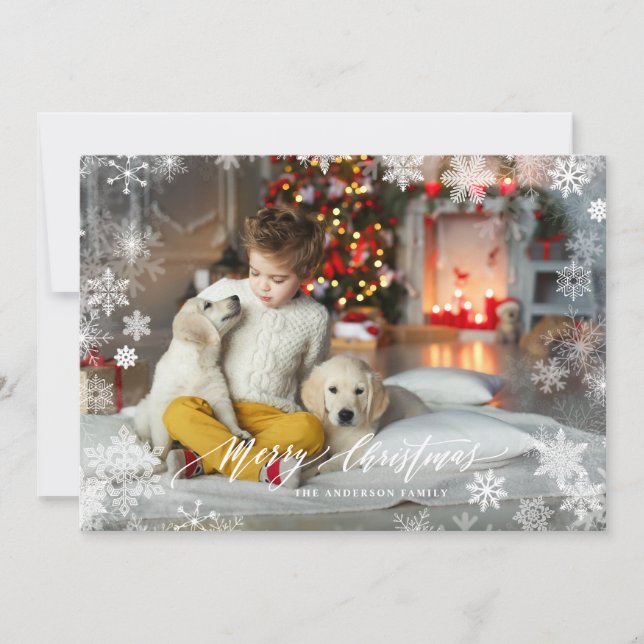 Cartes Pour Fêtes Annuelles Couteaux de neige Superposition de cadre Joyeux No (Devant)
