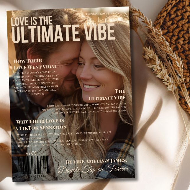 Cartes Pour Fêtes Annuelles Couverture du magazine Young Romance (Modern Young Romance Magazine Cover Holiday Card)