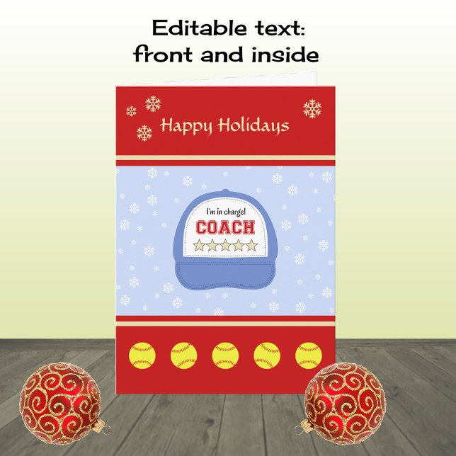 Cartes Pour Fêtes Annuelles Covoiturier de softball Noël vacances accueil pers (Créateur téléchargé)