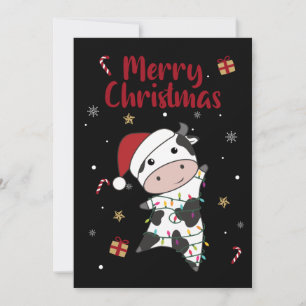 Cartes Pour Fêtes Annuelles Cow Cheerful Christmas Winter Animals Cows Adult C