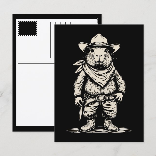 Cartes Pour Fêtes Annuelles cowboy capybara (Devant / Derrière)