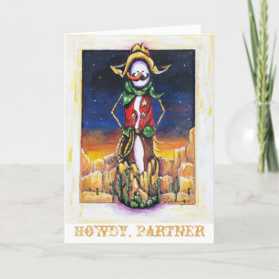 Cartes Pour Fêtes Annuelles "Cowboy Christmas" Désert Snowman Sud-Ouest