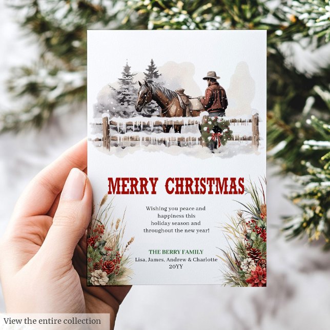 Cartes Pour Fêtes Annuelles Cowboy country Christmas greeting card editable (Cowboy country Christmas greeting card editable

)
