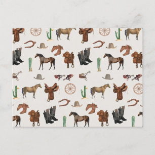 Cartes Pour Fêtes Annuelles Cowboy Cowgirl Western Rodeo Pays Motif