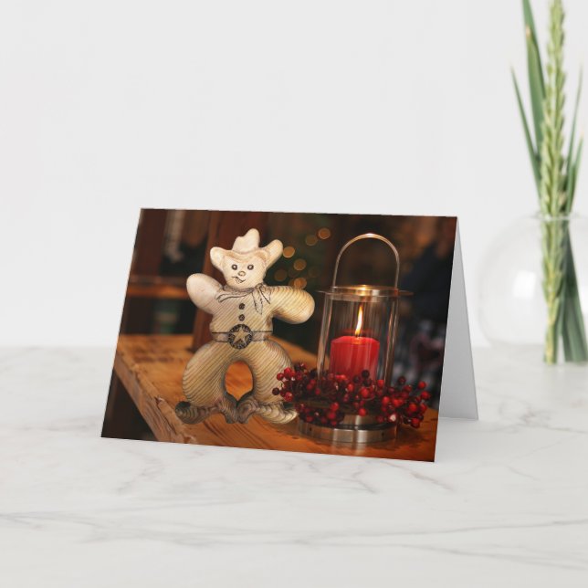 Cartes Pour Fêtes Annuelles Cowboy Noël Gingbread Homme Holiday (Devant)