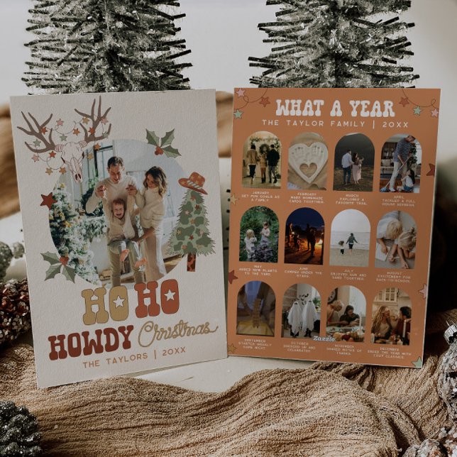 Cartes Pour Fêtes Annuelles Cowboy Noël Multiphoto Année d'examen (Créateur téléchargé)
