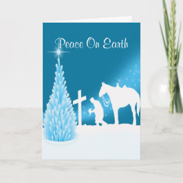 Cartes Pour Fêtes Annuelles Cowboy Occidental Priant À Cross