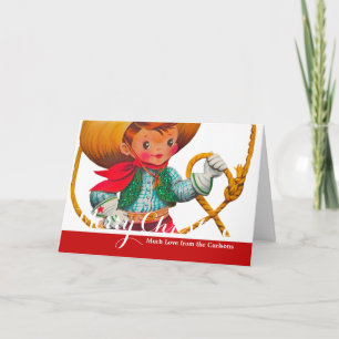Cartes Pour Fêtes Annuelles Cowboy Retro Boy Child Cute Western