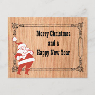 Cartes Pour Fêtes Annuelles Cowboy Rope Frame et Père Noël