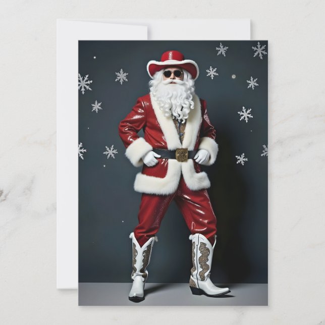 Cartes Pour Fêtes Annuelles Cowboy Santa (Devant)