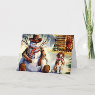 Cartes Pour Fêtes Annuelles Cowboy Snowman & Saint Bernard Christmas