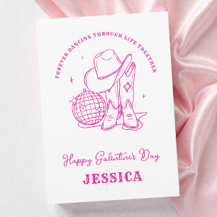 Cartes Pour Fêtes Annuelles Cowgirl de l'Ouest Écriture Rose Joyeuse Galentine