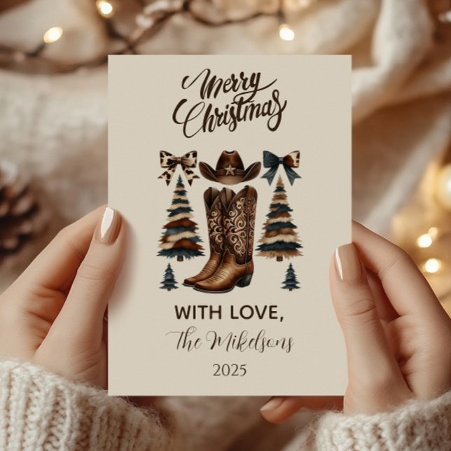 Cartes Pour Fêtes Annuelles Cowgirl Western Bow Christmas (Créateur téléchargé)
