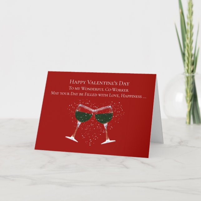 Cartes Pour Fêtes Annuelles Coworker Heureuse Sainte-Valentin Funny Wine (Devant)
