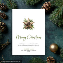 Cozy Boho Earthy Pine Wreath Christmas Greeting