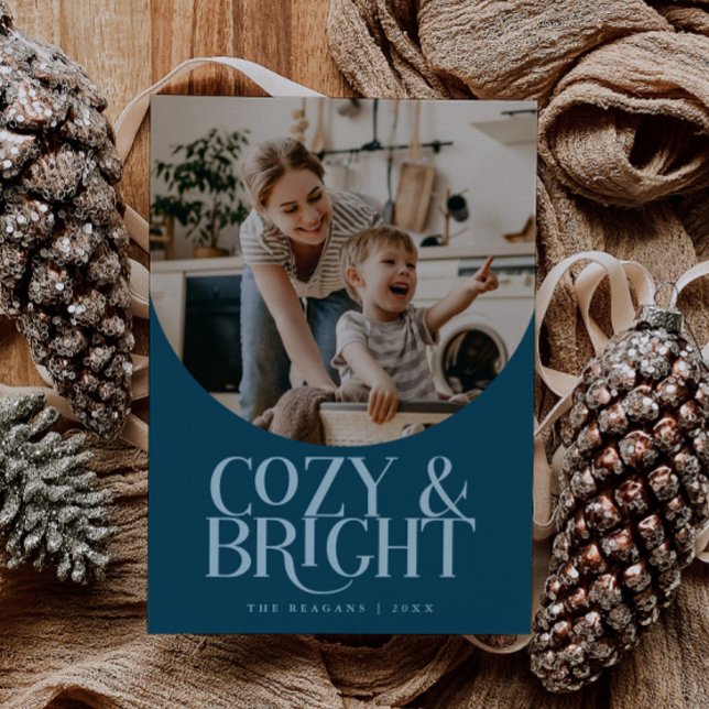 Cartes Pour Fêtes Annuelles Cozy Bright Elegant Photo Teal Holiday Card (Créateur téléchargé)