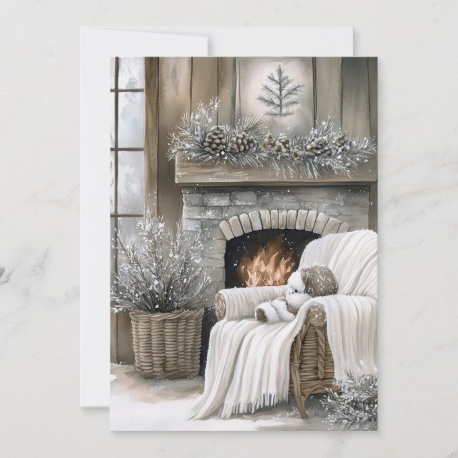 Cartes Pour Fêtes Annuelles Cozy Fireplace Christmas (Devant)