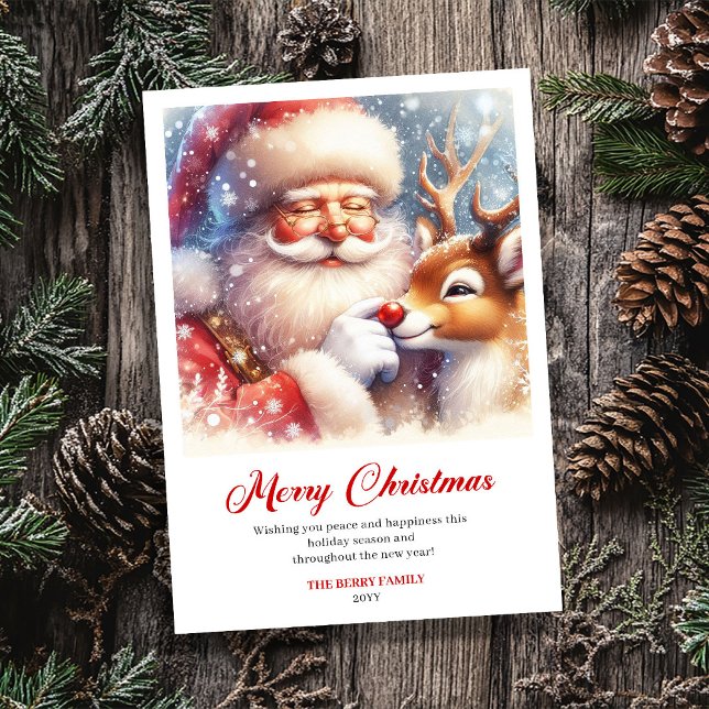 Cartes Pour Fêtes Annuelles Cozy Santa And Rudolph Winter Christmas Greeting  (Cozy Santa And Rudolph Winter Christmas Greeting Card)