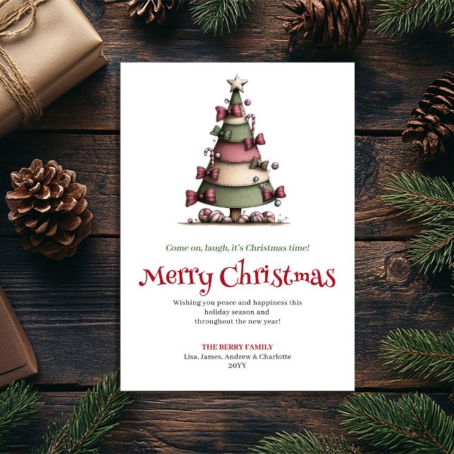 Cartes Pour Fêtes Annuelles Cozy Whimsical Christmas Tree Minimalist Card (Cozy Whimsical Christmas Tree Minimalist Card)