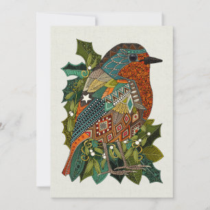 Cartes Pour Fêtes Annuelles craie de jardin rouge-gorge