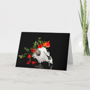 Cartes Pour Fêtes Annuelles Crâne animal avec une couronne de fleur sauvage